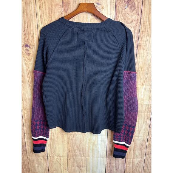 Free People We the Free Waffle Knit Sweater Fitted Women's Size Med - Picture 5 of 7